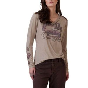 Double D Ranch Queen of the Reins V-Neck Top; Size XL